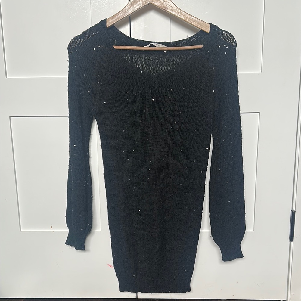 Stella McCartney Black Sequin Sweater Dress. 40